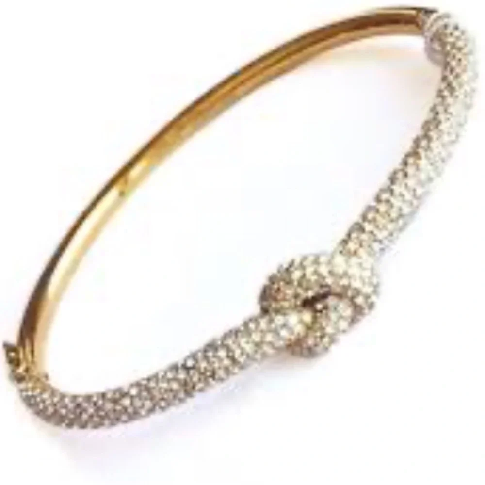 Michael Kors Brilliance Crystal Pavé Knot Hinge Bangle Bracelet Model MKJ4191710